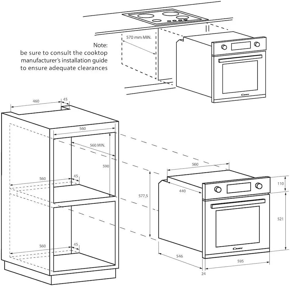 Candy Idea FIDC X625 L Horno Multifunción 70 L, Limpieza Aquactiva, Guías Telescópicas, Inox