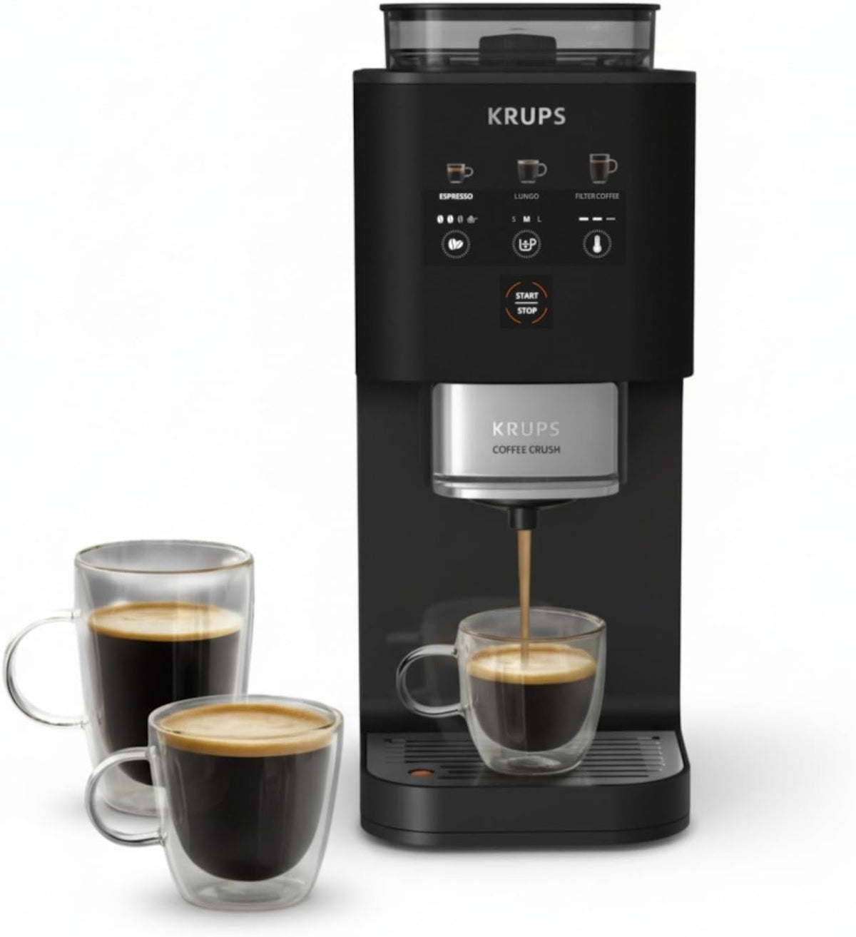 Krups Coffee Crush Extra SA4028E0 Cafetera Superautomática de Solo 15 cm con Molinillo de Acero