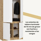 AKORD S90 Armario 4 Puertas Roble Artisan y Blanco 90 x 51 x 180 cm