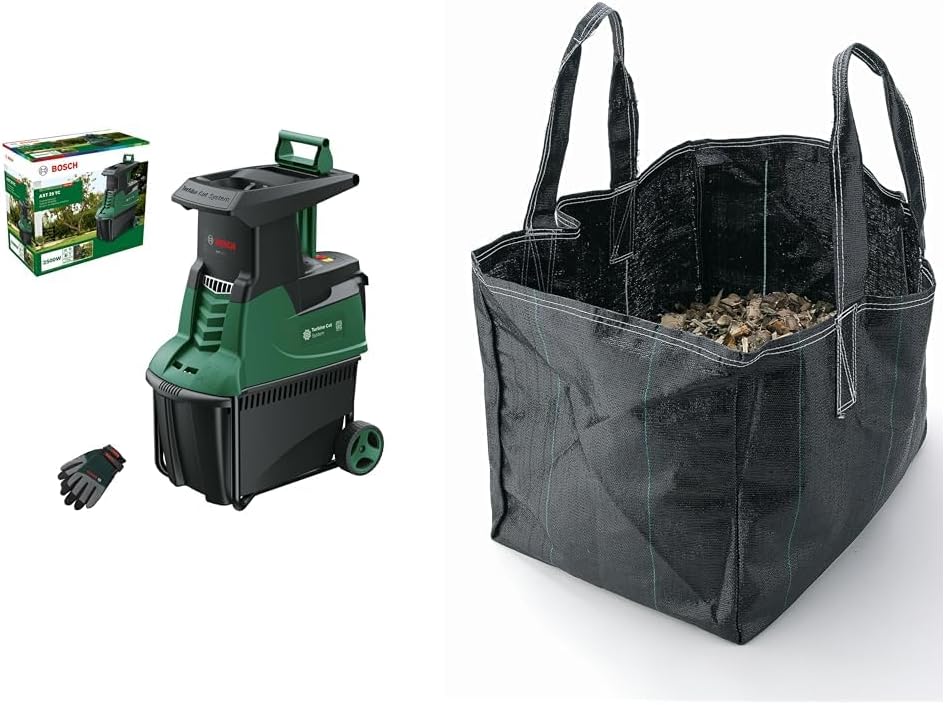Bosch AXT 25 TC Biotriturador de Turbina 2500 W con Cesto de 53 L y Guantes
