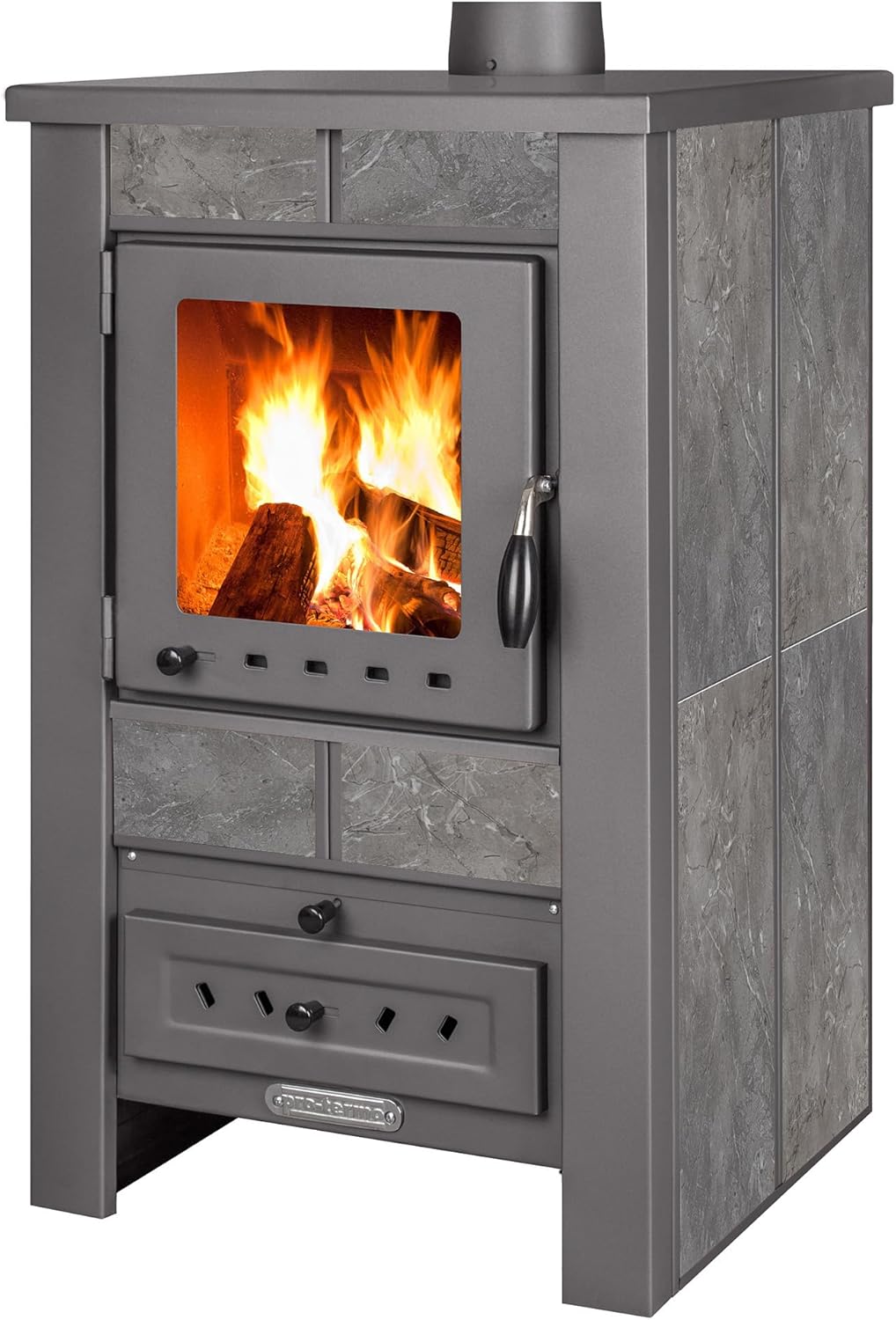 ProTermo Alpina G Estufa de Leña 8 kW con Ladrillo Refractario, Antracita