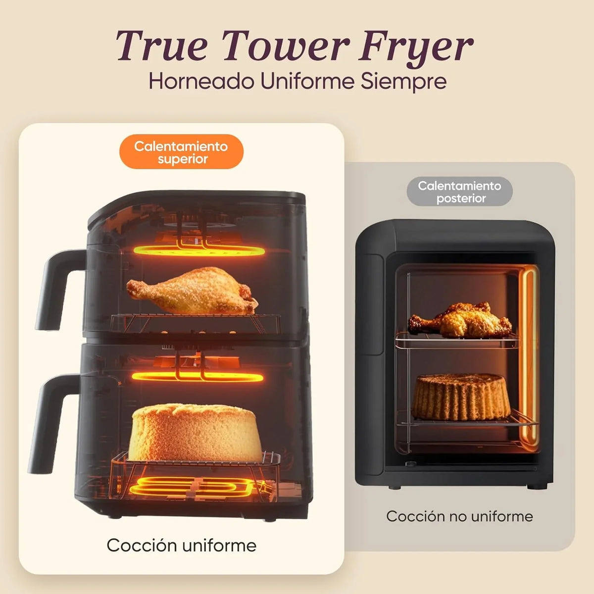 COSORI Turbo Tower Freidora de Aire 10,8 L Doble Cesta Vertical, 2630 W, 6 Funciones