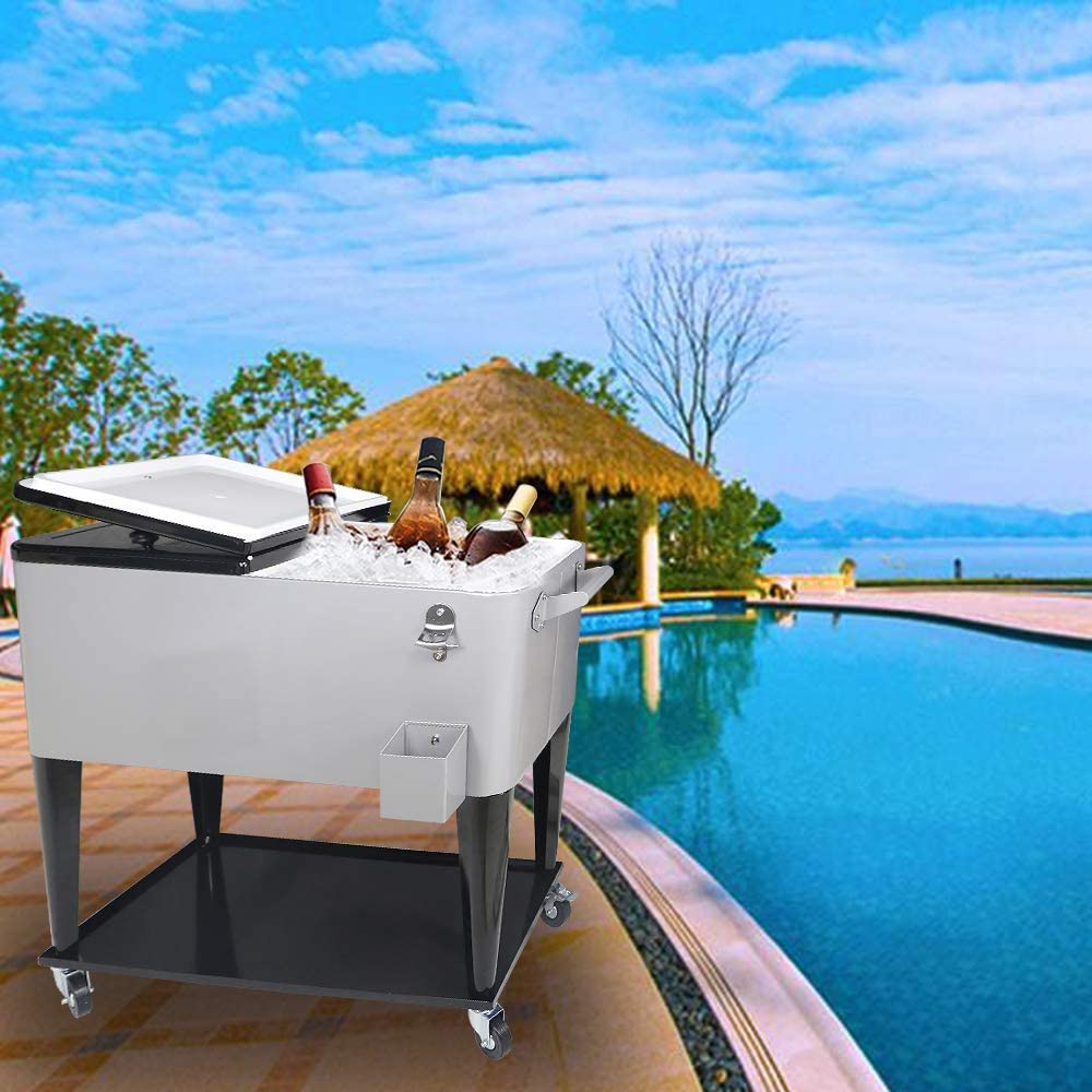 Carrito Nevera con Ruedas 80 Quart (75 L) para Terraza, Patio y Fiestas