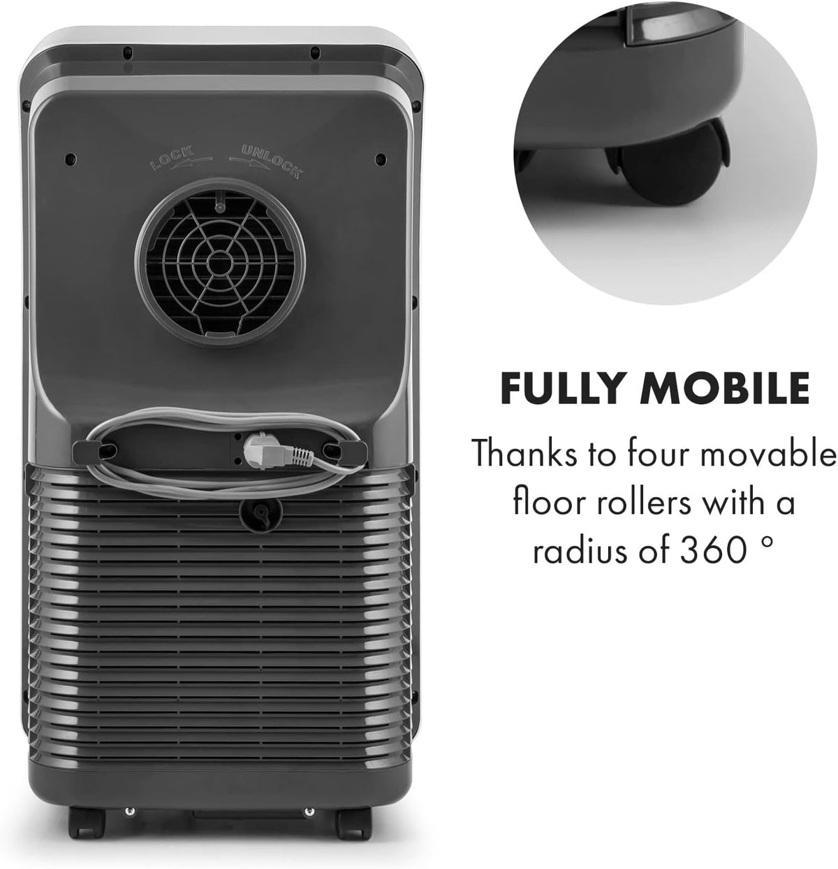 Klarstein Aire Acondicionado Portátil 4 en 1 con Modo Noche y Bajo Consumo, hasta 12000 BTU