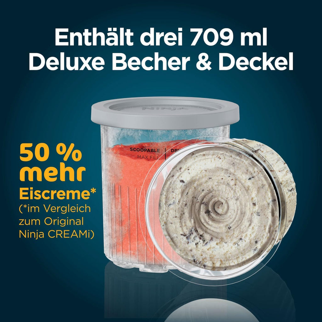 Ninja CREAMi Deluxe NC502EU Heladera y Máquina de Bebidas Heladas con 10 Programas y 2 Tarrinas