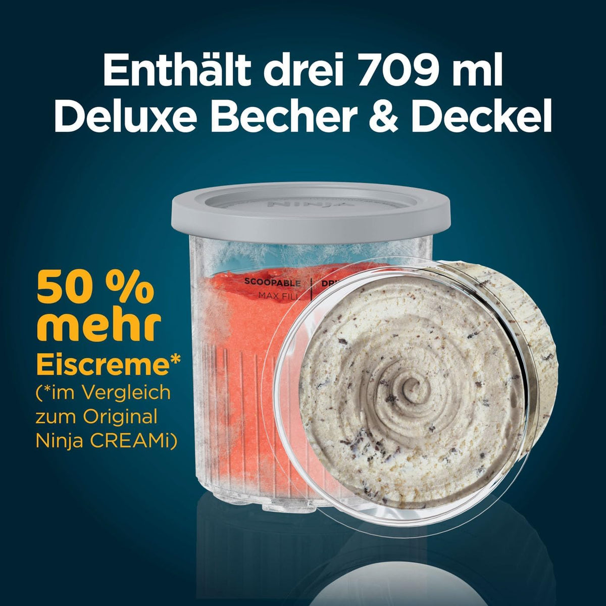 Ninja CREAMi Deluxe NC502EU Heladera y Máquina de Bebidas Heladas con 10 Programas y 2 Tarrinas