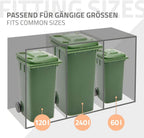 ML-Design Cubre Contenedores Triple 3 x 240 L en Acero, Antracita Efecto Madera, con Cerradura