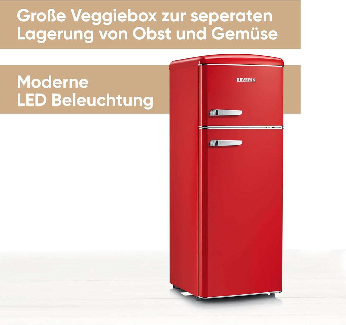 SEVERIN RKG 8933 Frigorífico Combi Retro 206 L con Congelador 4 Estrellas