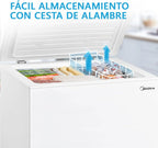 MIDEA Arcón Congelador Pequeño 99 L, Motor Inverter, Control Electrónico, Silencioso 39 dB, Blanco