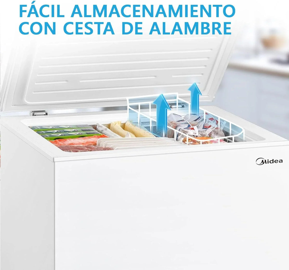 MIDEA Arcón Congelador Pequeño 99 L, Motor Inverter, Control Electrónico, Silencioso 39 dB, Blanco