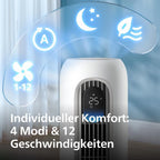 Philips Serie 7000 CX7550/00 Ventilador de Torre Inteligente 22 dB, WiFi y App