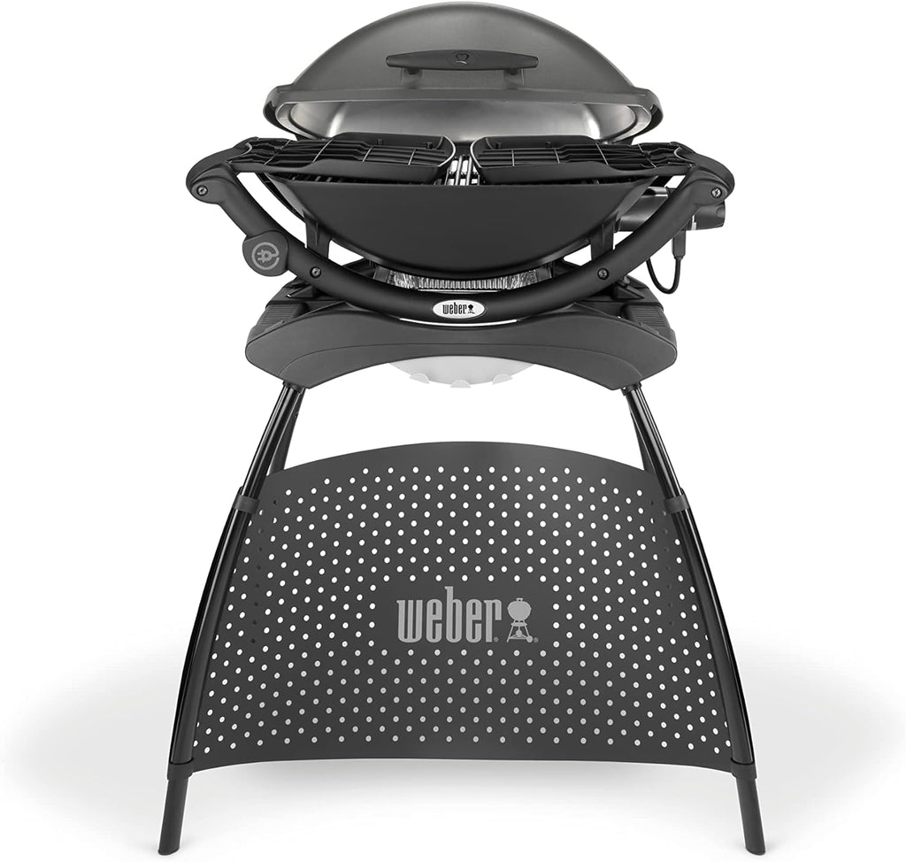 Weber Q 2400 Barbacoa Eléctrica con Soporte y Mesas Laterales, 54 x 39 cm, Dark Grey