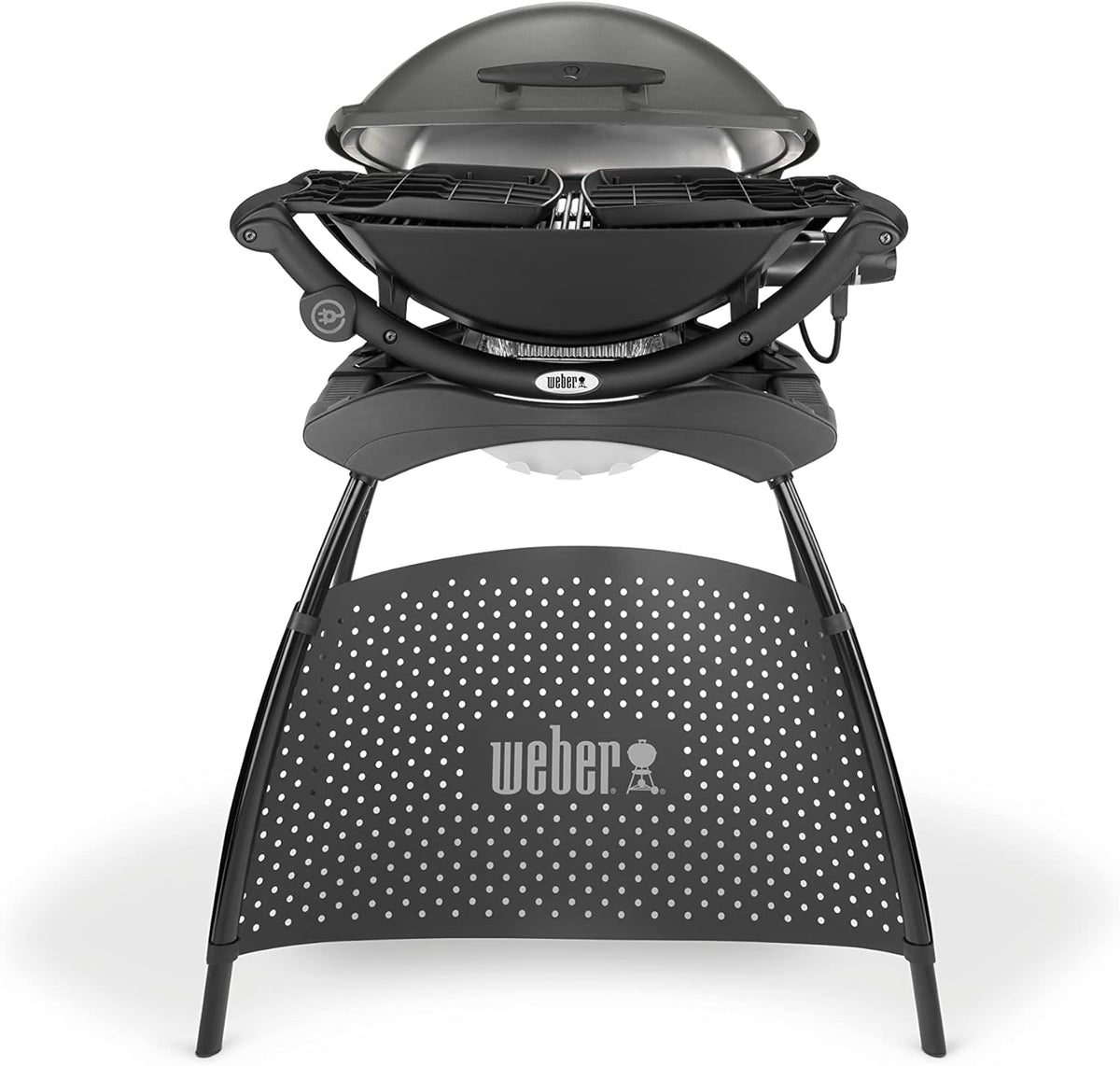 Weber Q 2400 Barbacoa Eléctrica con Soporte y Mesas Laterales, 54 x 39 cm, Dark Grey