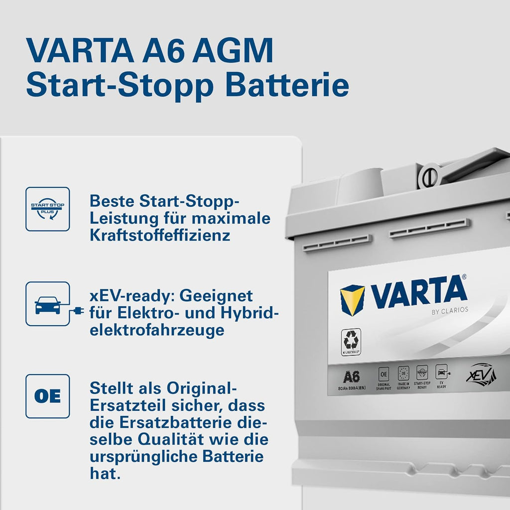 VARTA Silver Dynamic AGM A6 Batería de Coche 12 V 80 Ah 800 A para Start-Stop