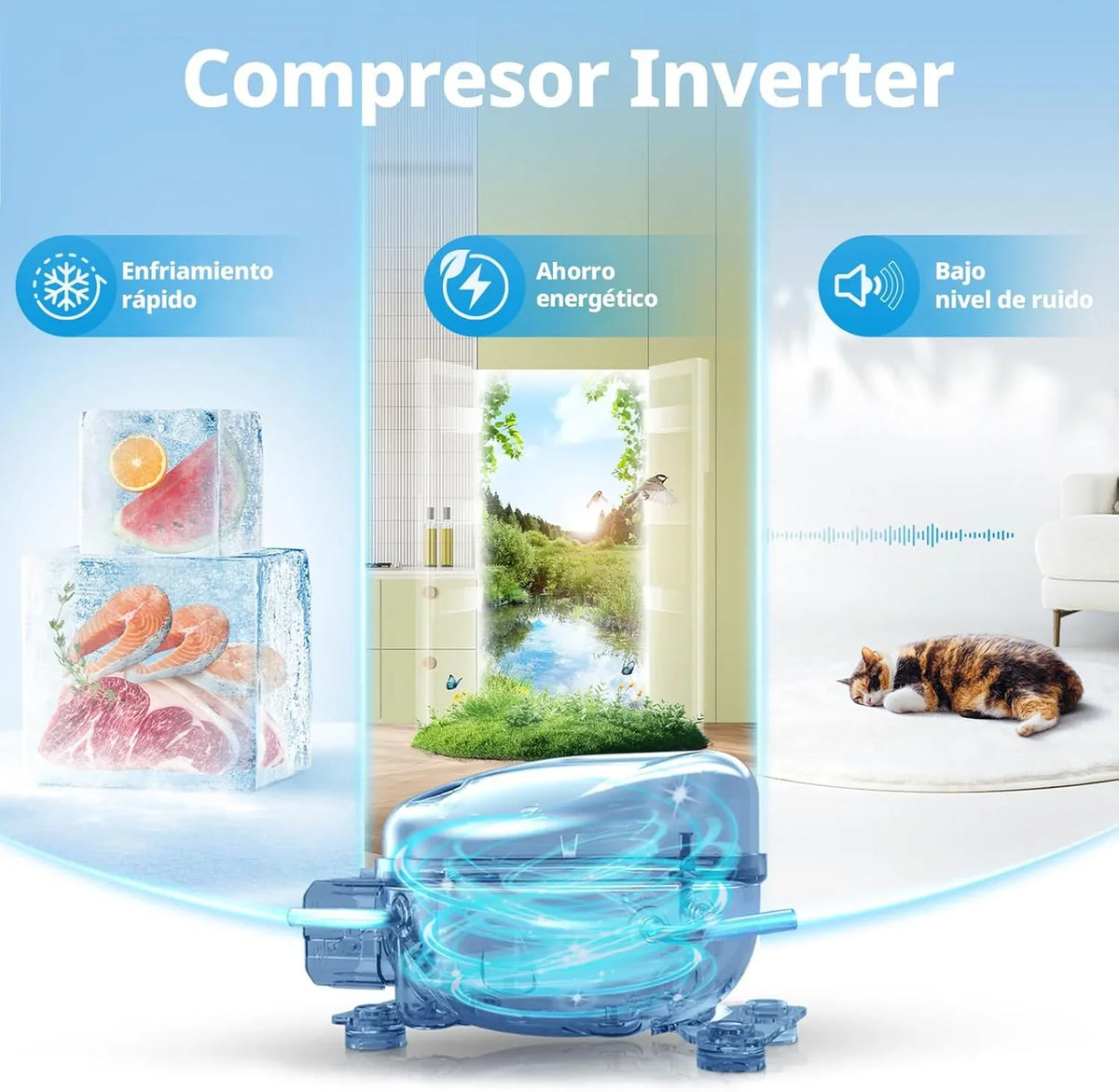 COMFEE RCU83WH3EU(E) Congelador Vertical 88 L, 3 Cajones, Termostato Ajustable, Blanco