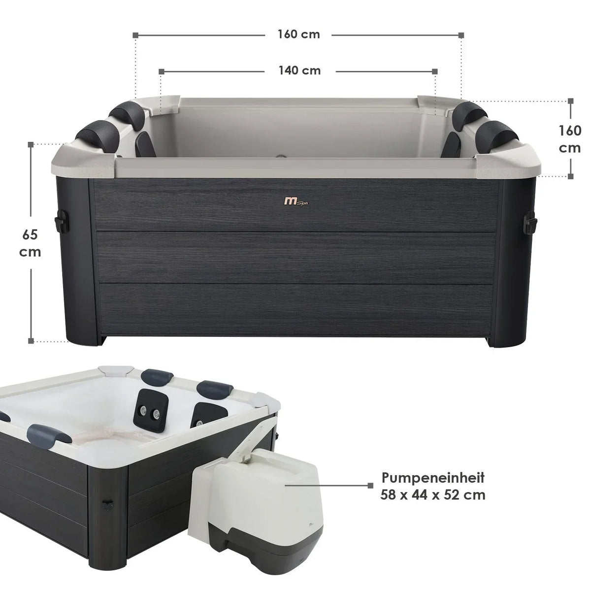 Spa Hinchable Oslo para 6 Personas 850 L con Iluminación LED y App, Gris