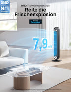 DREO Cruiser Pro T2S Ventilador de Torre Inteligente 106 cm, 25 dB, 9 Velocidades, Control por Voz
