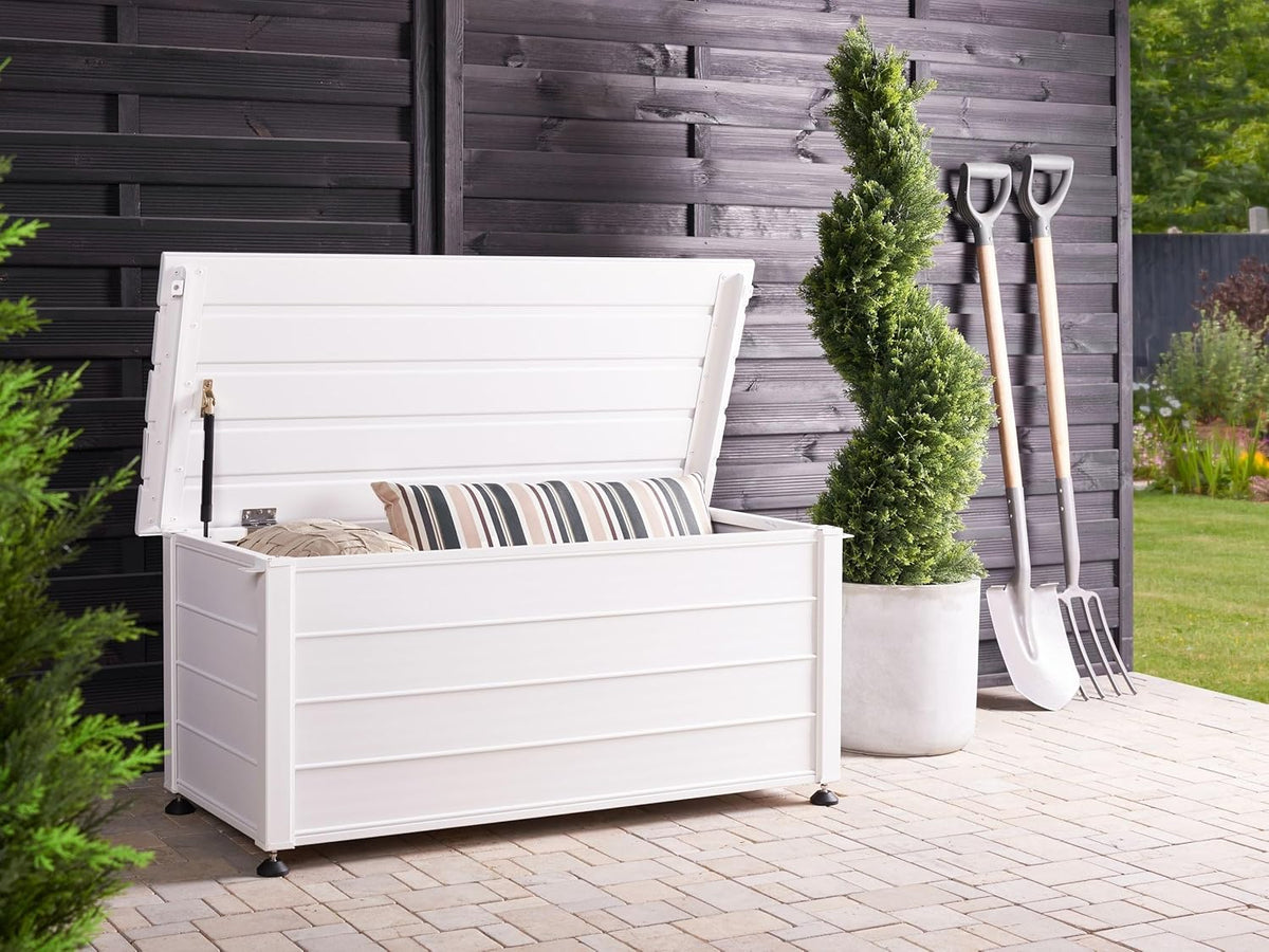 Beliani Campalto Arcón de Exterior de Aluminio Blanco 113 x 50 cm, 190 L