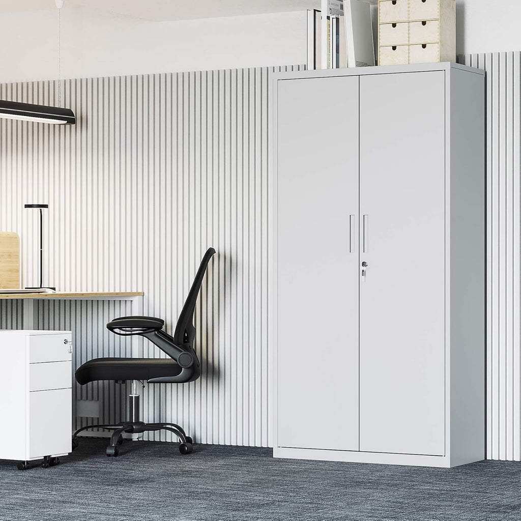 SONGMICS OMC015G01 Armario Metálico con Cerradura 5 Niveles 40 x 80 x 180 cm, Gris