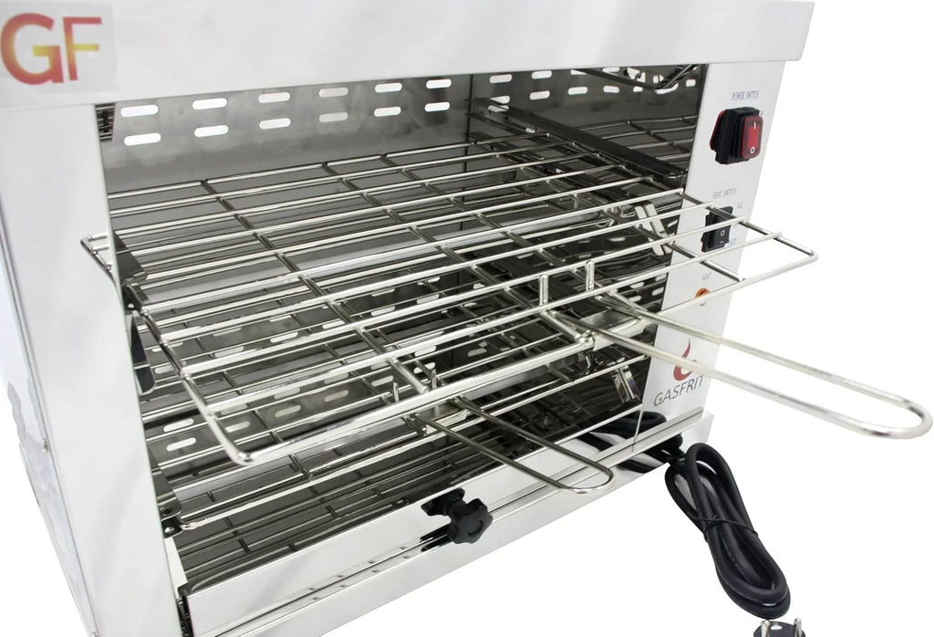 Tostador Eléctrico Industrial de Cuarzo 2 Pisos 3000 W, Acero Inoxidable, para Hostelería