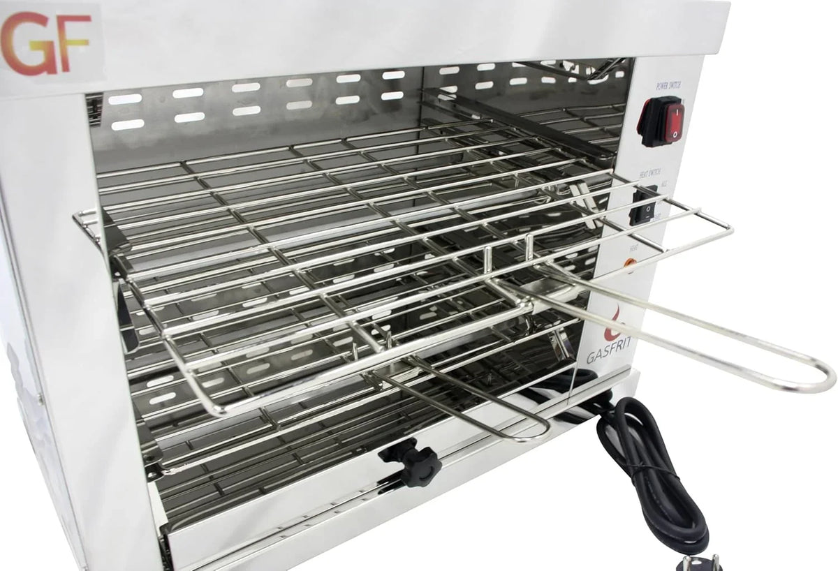 Tostador Eléctrico Industrial de Cuarzo 2 Pisos 3000 W, Acero Inoxidable, para Hostelería