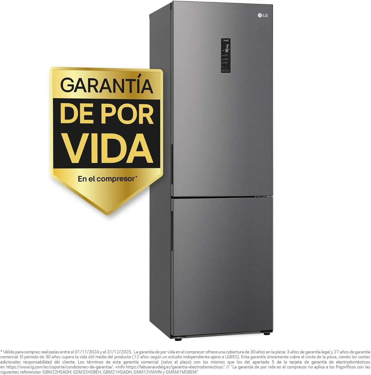 GBP61DSXGC Frigorífico Combi No Frost 341 L, 186 cm, Smart Inverter, Door Cooling, Inox Antihuellas