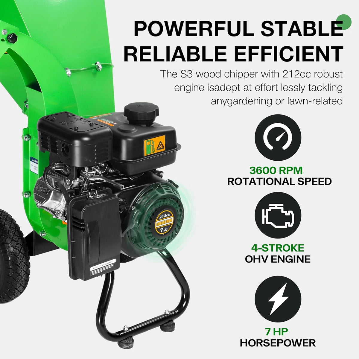 S3 Biotriturador de Gasolina 7 CV 212 cc 4 Tiempos, Ramas hasta 76 mm