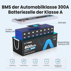 Batería de Litio LiFePO4 12 V 600 Ah con App, BMS 300 A y 3840 W para Autocaravana y Solar