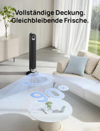 DREO Ventilador de Torre Silencioso Motor DC, 9 Velocidades, 4 Modos, Oscilación 90°, Mando