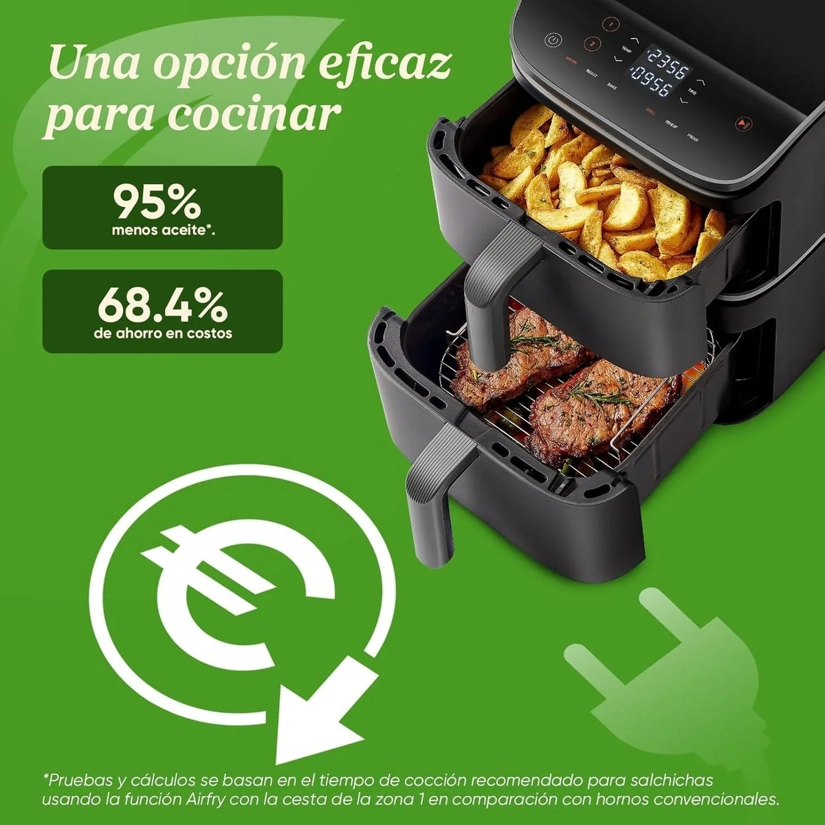 COSORI Turbo Tower Freidora de Aire 10,8 L Doble Cesta Vertical, 2630 W, 6 Funciones