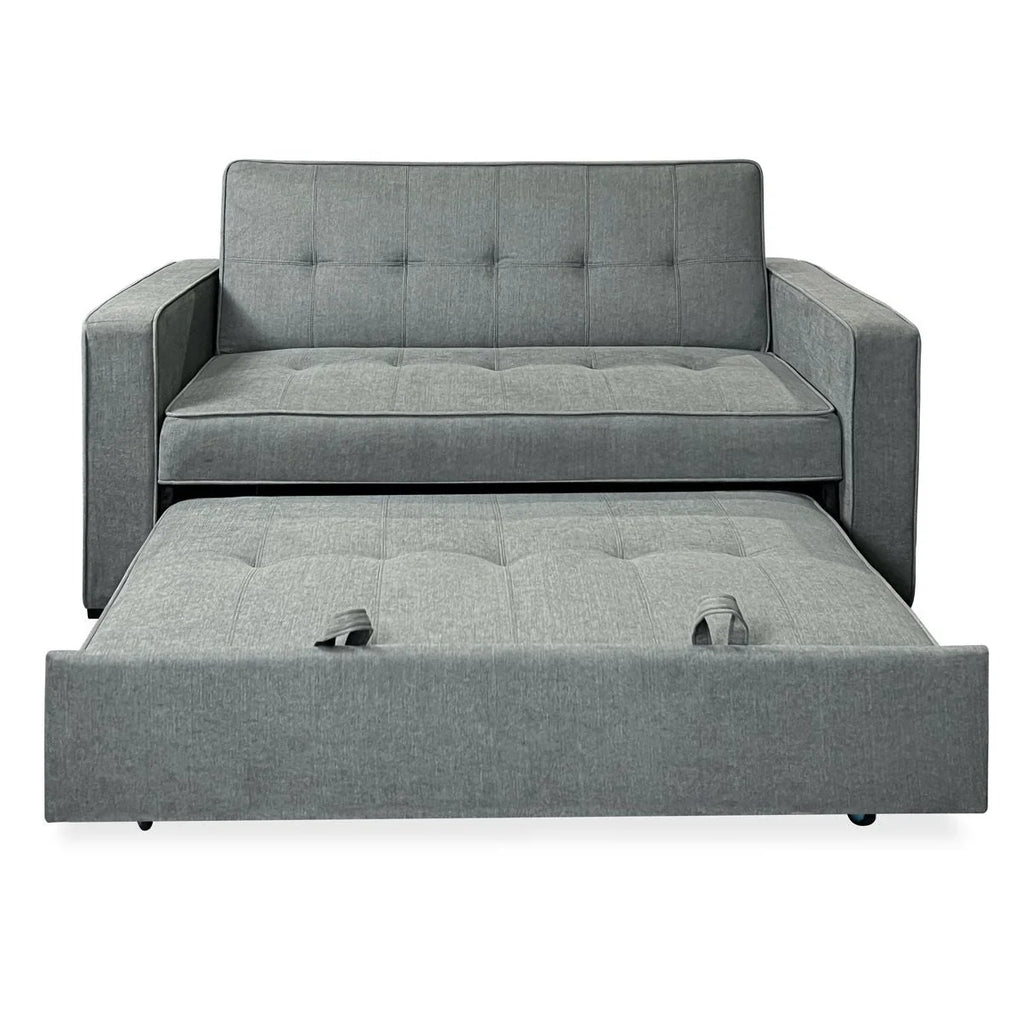 Sofá Cama 2 Plazas Vienna con Reposabrazos, Sistema de Arrastre, Gris