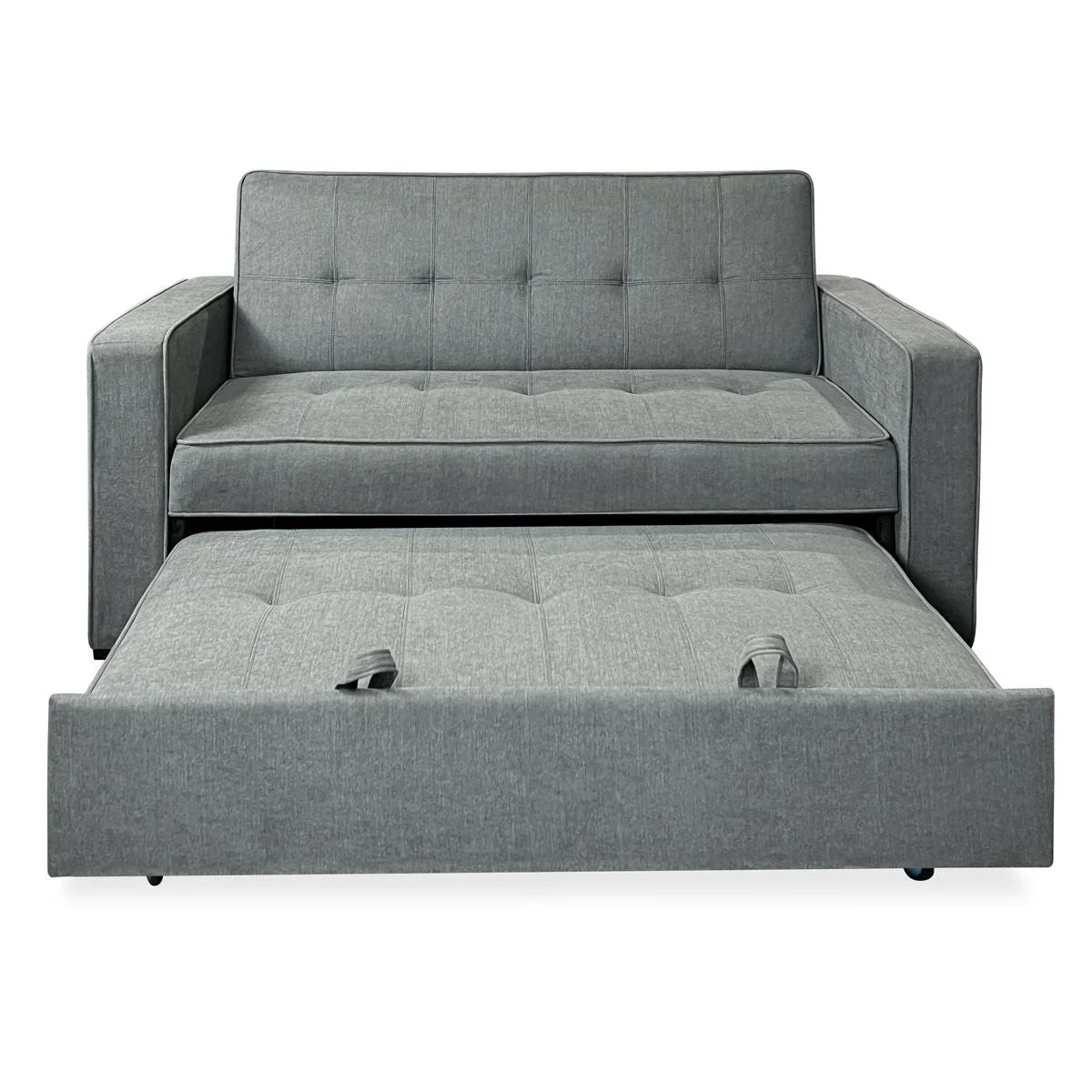 Sofá Cama 2 Plazas Vienna con Reposabrazos, Sistema de Arrastre, Gris