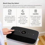 Bosch Dry 4000 Deshumidificador Silencioso 16 L/día hasta 33 m², Depósito 2,5 L, Modo Ropa