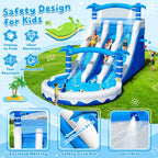 Castillo Hinchable XXL con 2 Toboganes de Agua, Piscina y Rocódromo, 630 x 290 x 285 cm
