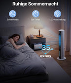 Ventilador de Torre Climatizador Evaporativo con Agua, Mando, 3 Modos y Temporizador 12 h