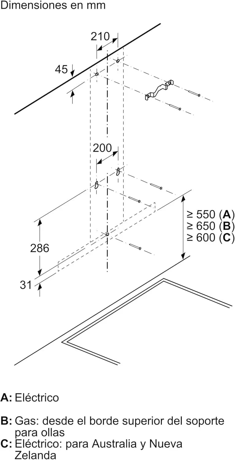 Bosch DWB96BC50 Campana Extractora Decorativa de Pared 90 cm Serie 2, 619 m³/h, LED, Acero Inoxidable