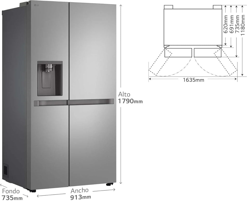 GSLC40PYPE Frigorífico Americano Side by Side 641 L, Serie 400, Inox Antihuellas, Clase E