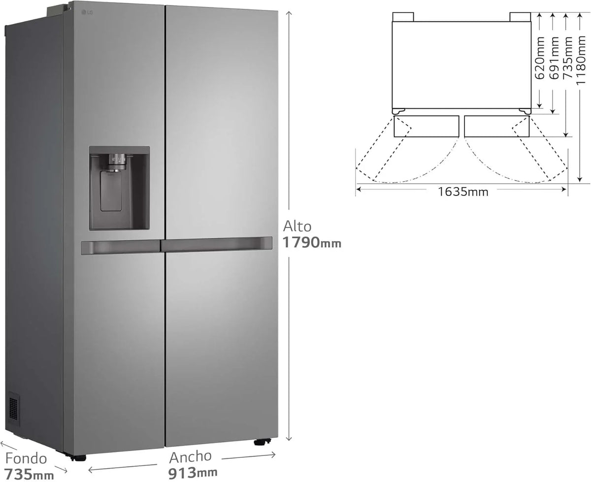GSLC40PYPE Frigorífico Americano Side by Side 641 L, Serie 400, Inox Antihuellas, Clase E