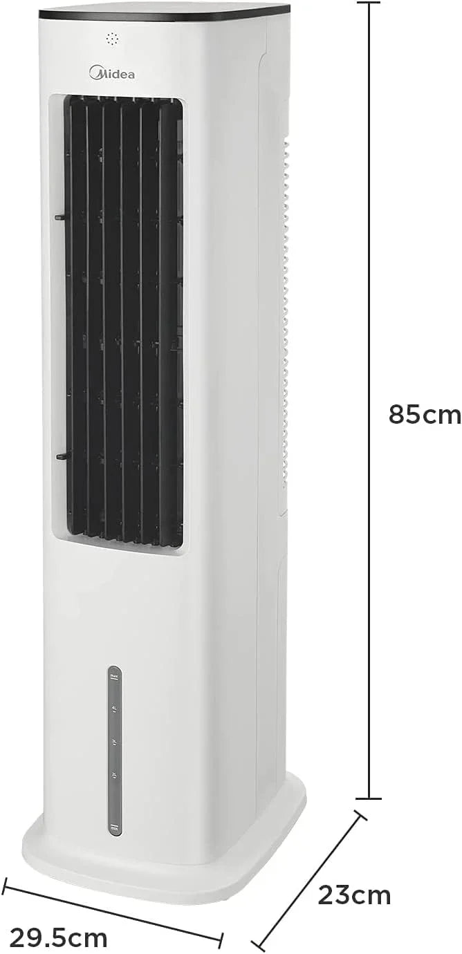 Midea Climatizador Evaporativo con Depósito de 5 L, Humidificador e Ionizador, 355 m³/h, Blanco