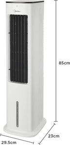 Midea Climatizador Evaporativo con Depósito de 5 L, Humidificador e Ionizador, 355 m³/h, Blanco