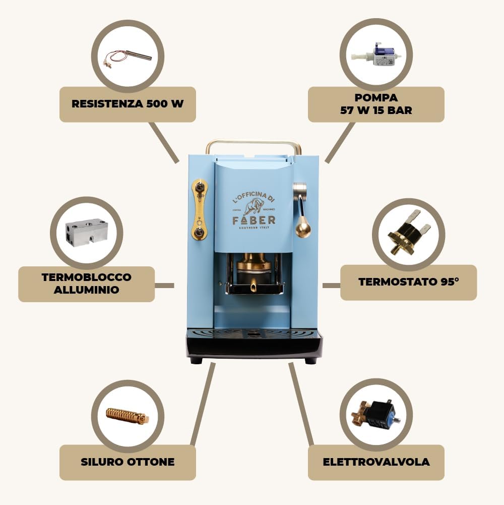 Faber Pro Total Deluxe Cafetera de Monodosis ESE 44 mm de Latón, 1,3 L