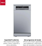 TEKA DFS 24650 Lavavajillas 45 cm, 9 Cubiertos, 6 Programas, Silencioso 47 dB, Inox