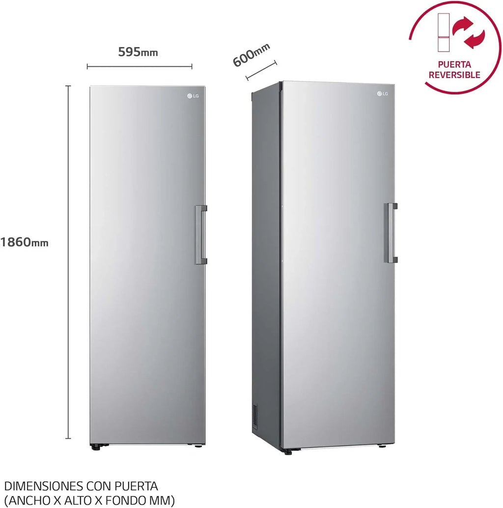 GFT41PZGSZ Congelador Vertical No Frost 324 L, 186 cm, Smart Inverter, Congelación Rápida, Inox