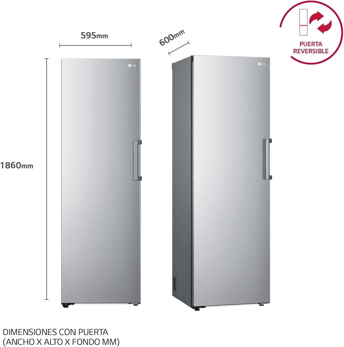 GFT41PZGSZ Congelador Vertical No Frost 324 L, 186 cm, Smart Inverter, Congelación Rápida, Inox