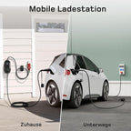 dé Cargador Portátil para Coche Eléctrico 11 kW Trifásico, Cable Tipo 2 de 7 m y Adaptadores