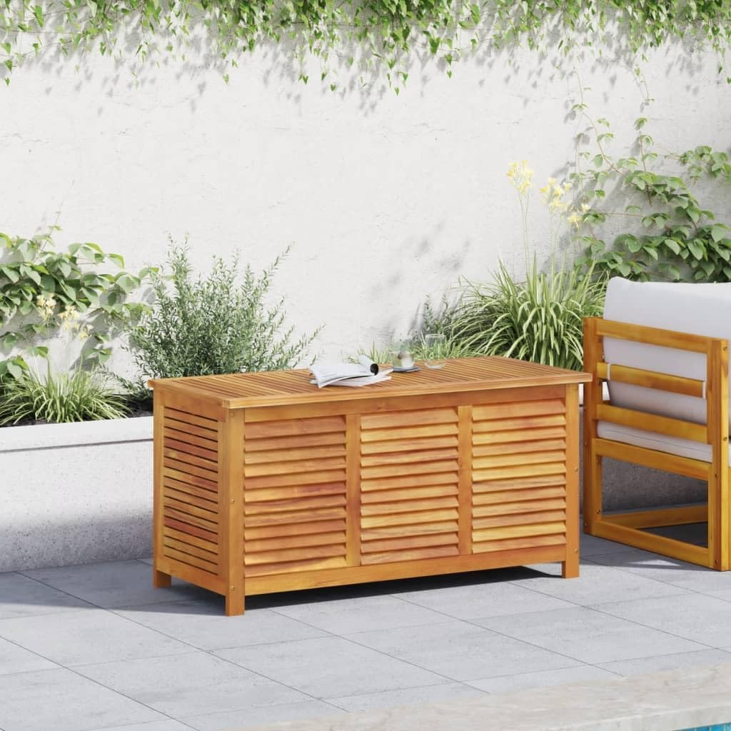 Baúl de Almacenaje de Jardín en Madera de Acacia 113 x 50 x 56 cm con Bolsa Impermeable