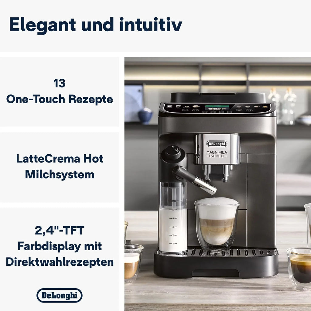 De'Longhi Magnifica Evo ECAM 292.81.B Cafetera Superautomática con LatteCrema, 7 Bebidas