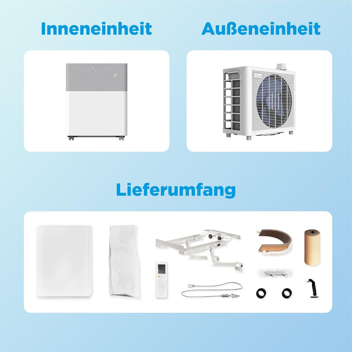 Midea PortaSplit Aire Acondicionado Portátil con Bomba de Calor 12000 BTU, A++, 39 dB, hasta 42 m²