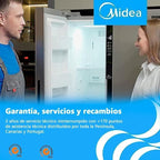 Midea MDRD168FGE01 Mini Frigorífico 113 L con Congelador, Bajo Encimera, Silencioso 39 dB, Blanco