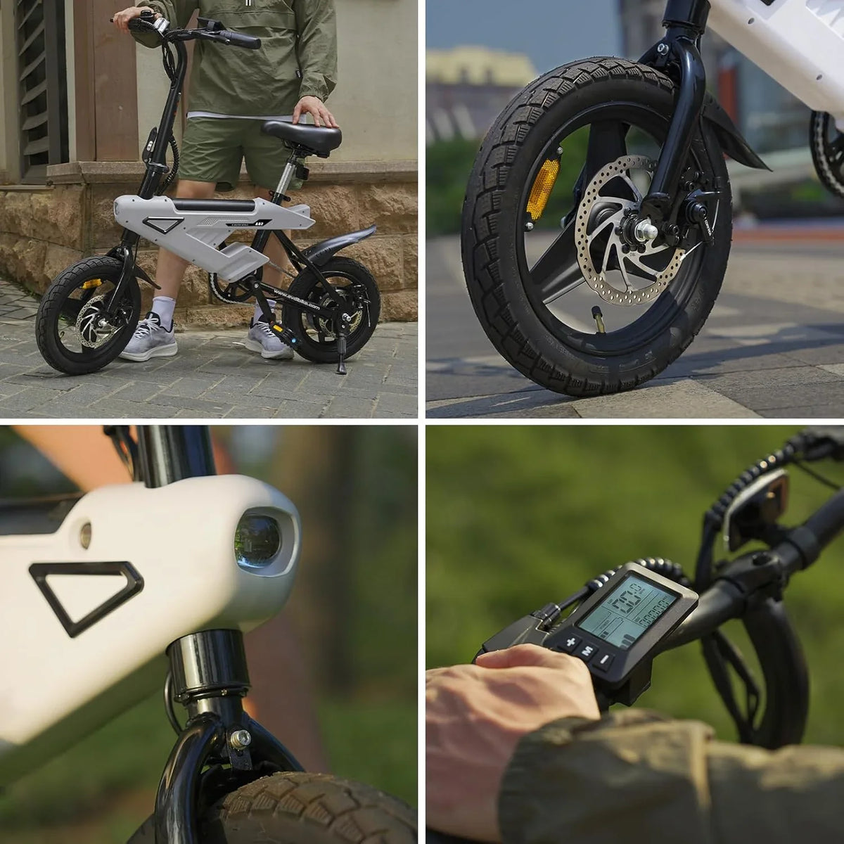 Bicicleta Eléctrica Plegable 14" Motor 250 W, Batería 36 V 6,4 Ah, Pantalla LCD